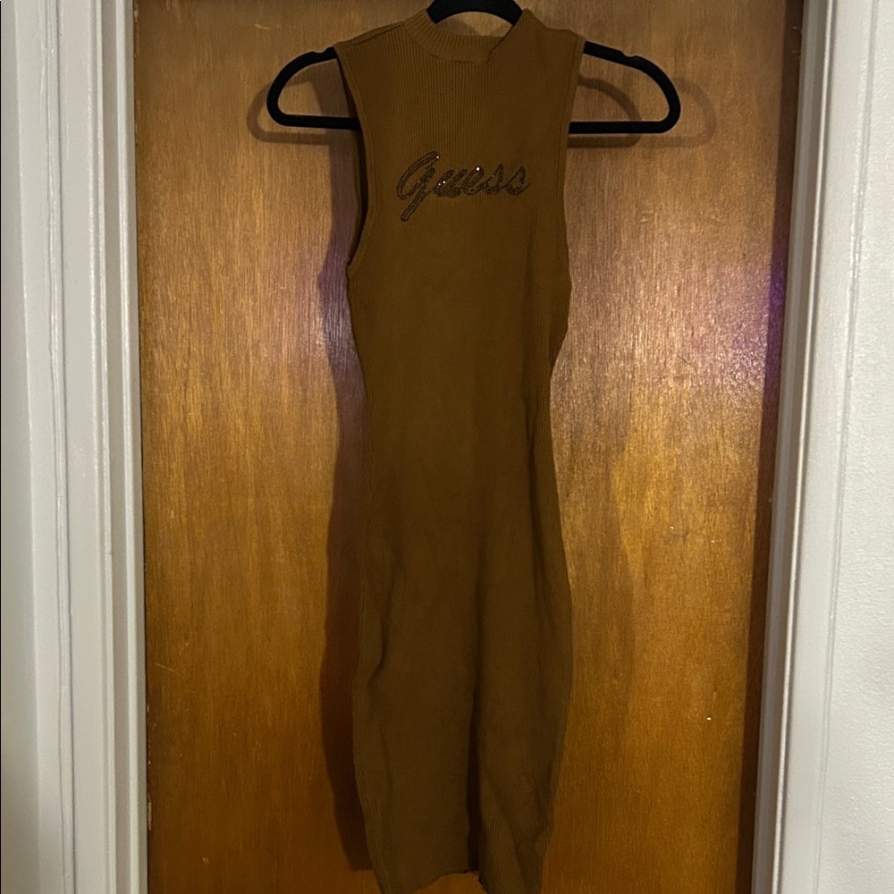 Guess Tan Sleeveless Midi Dress